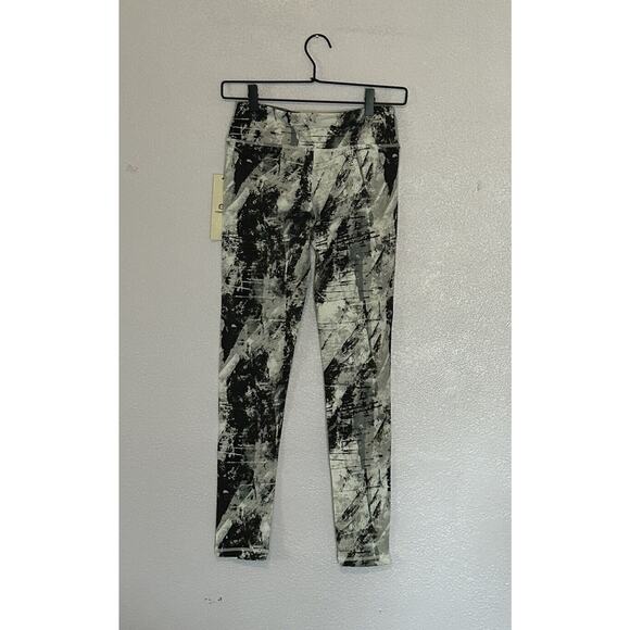 MONO B High Waist Yoga Leggings Pants Black/White Tie Dye Size Small NEW - Picture 2 of 4